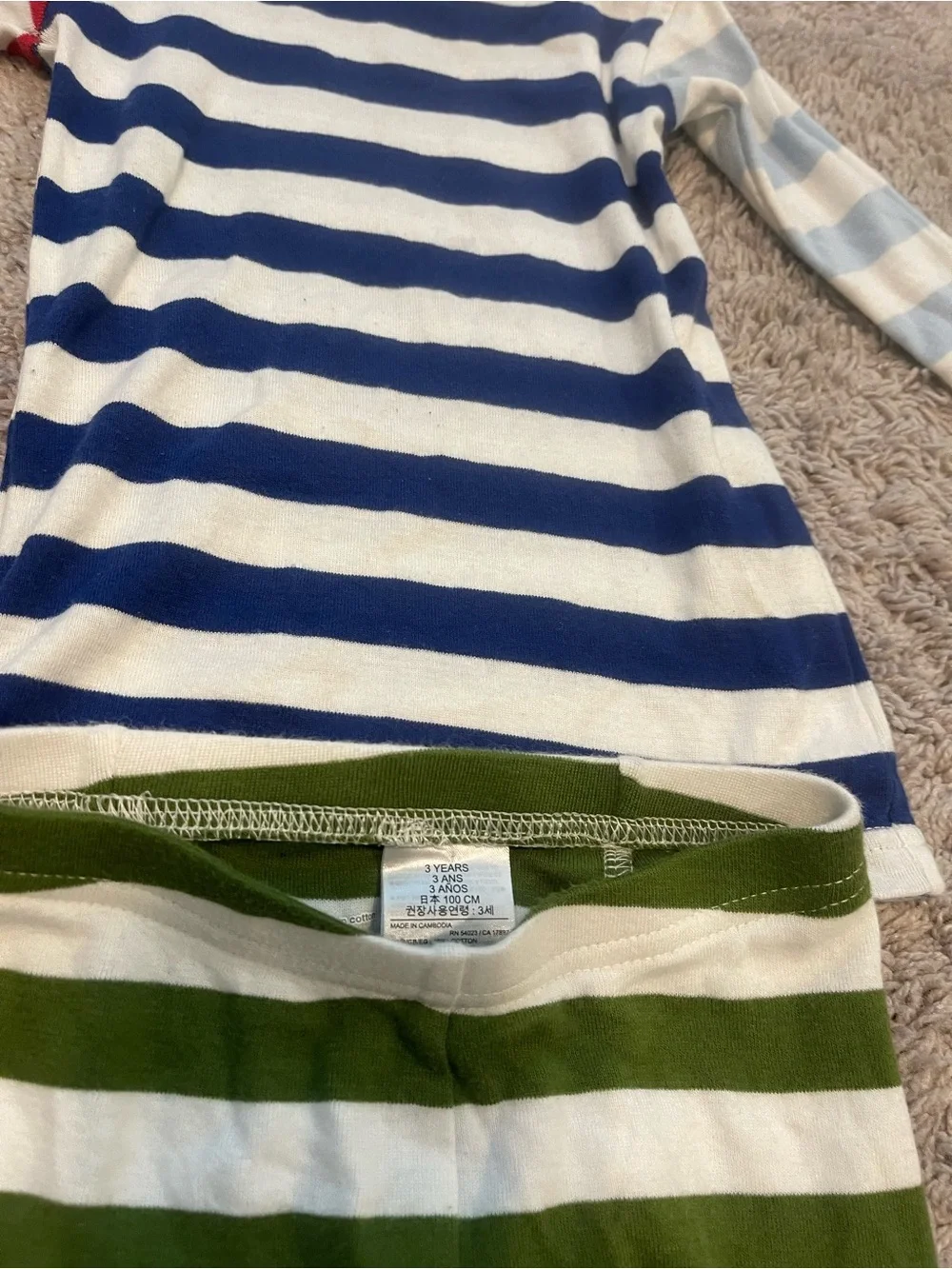 Striped Kids One-Piece Pajama - Blue, Red, Light Blue & Green